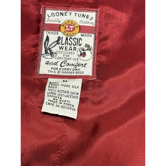 90s Vintage Looney Tunes Bugs Bunny All Over Print Silk Vest Size Medium READ - Picture 4 of 16